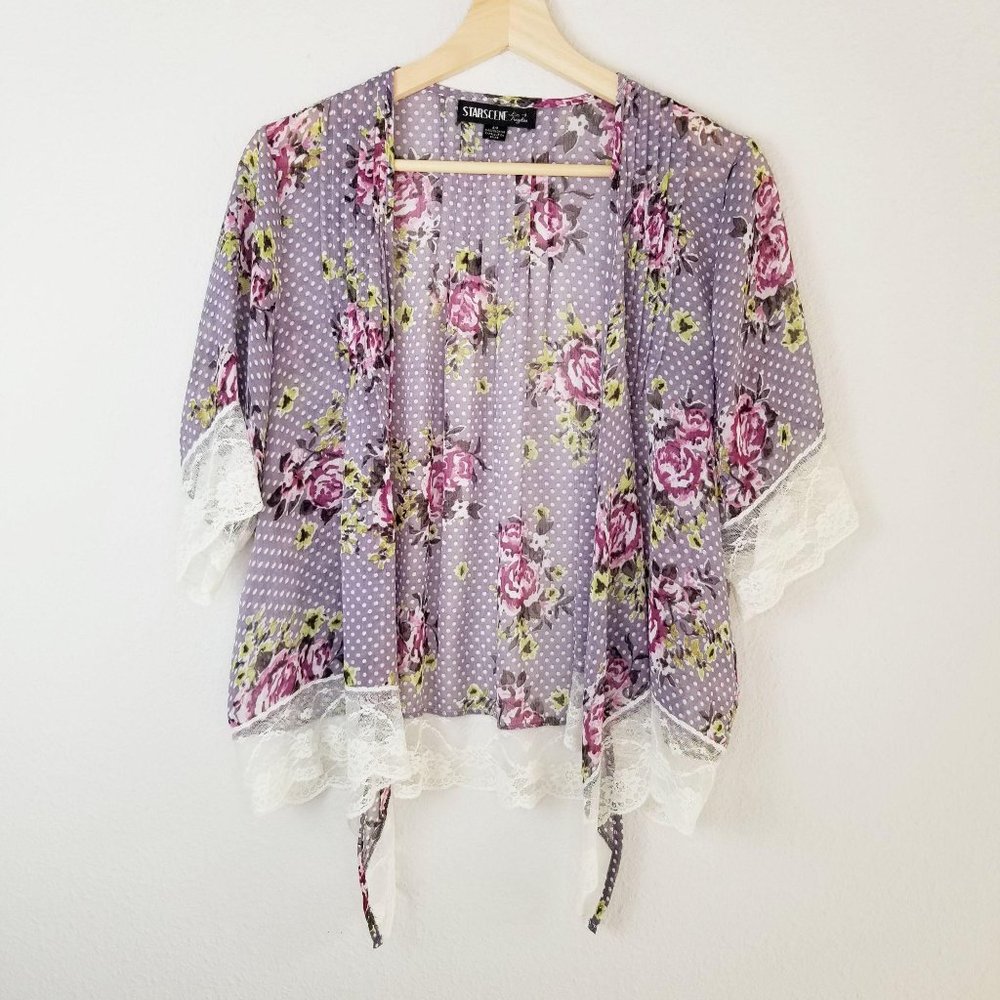 Boho Floral Polka Dot Lace Cardigan